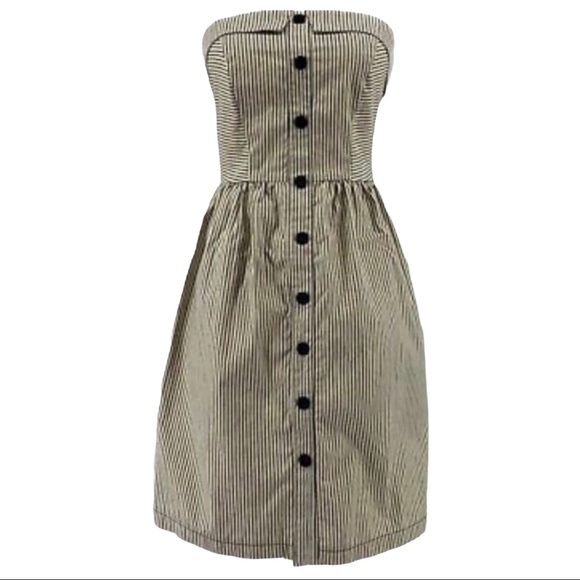 ❤Urban Outfitters Cooperative off white with black pinstripe strapless dress S - Picture 6 of 6